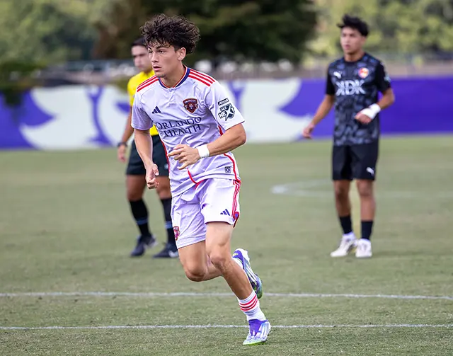 Jose Segura playing a MLS Next Match vs Clearwater Crushers ready to make a run